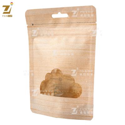 China Recycled Materials Stand Up Kraft Paper Pouch With Window for sale