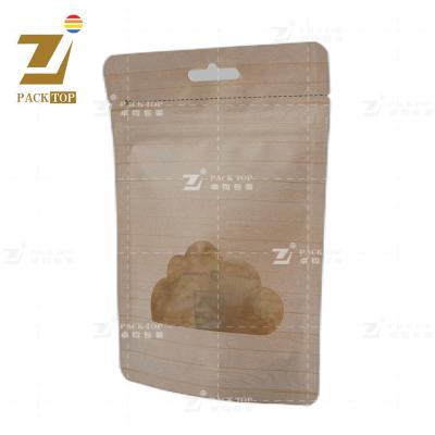 China Recycled Materials Stand Up Kraft Paper Pouch With Window for sale