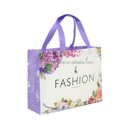 China Other Custom Heat Seal Foil Laminated Non Woven Sack Flower Print Shopping Bag With Logo Design for sale