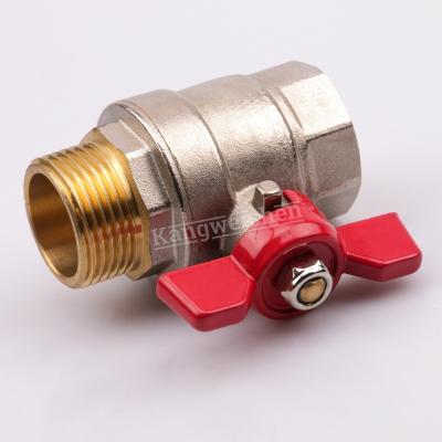 China General Red Butterfly DN40 Handle WETCH Water Inlet Brass Ball Valve For Water Oil Gas for sale