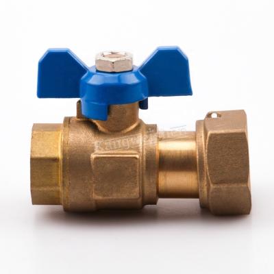 China General Union Connection Blue Butterfly Handle Brass Ball Valve For Water Meter for sale