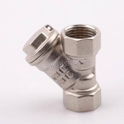 China General Nickel Plated Female Filter Y Type Strainer Thread Brass Check Valve for sale