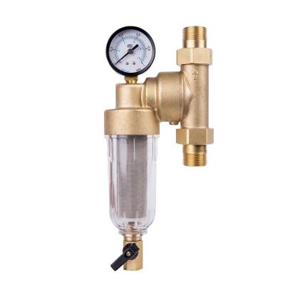 China Household 1/2 Inch Brass Connector 316 Stainless Steel Filter Purifier Filter With Pressure Gauge for sale