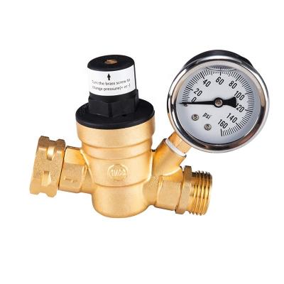 China General RV Water Pressure Regulator Valve, Brass Lead Free Adjustable Water Pressure Reducer With Gauge And Inlet Screen Filter For RV for sale