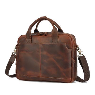 China Briefcase real business handbag waterproof high quality leather bag men's handmade China wholesale retro for sale