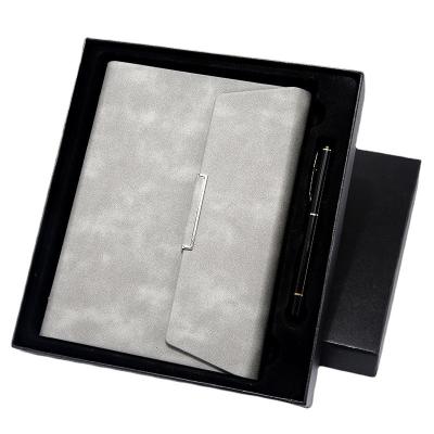 China Fashionable businessTri-fold 2023 A5/B5 PU Leather Loose-leaf Ring Binder Notebook Set With Gift Box 6 Multi-function Customized Pen for sale