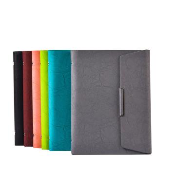 China New Printed Business A5/B5 PU Leather Magnetic Sheet 6 Triple Loop Customized Multifunctional Ring Binder Notebook for sale