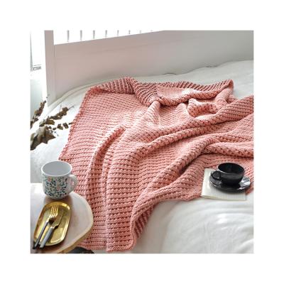 China Anti-static Cheap Price Breathable Waffle Knit Blanket High Quality Knitted Blanket Pashmina Blanket for sale