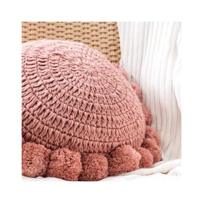 China High Quality Custom Made Plush Pillow 100%Polyester Anti-Static Hot Selling Round Pillow Round Pillow With Tassel for sale