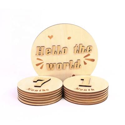 China Europe Custom Design High Quality Plywood Milestone Card Wooden Baby Milestone Cards for sale