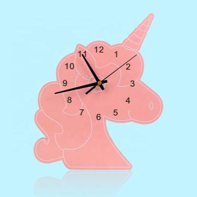 China Europe factory laser cut plus universal printing high quality wooden cute cartoon wall clock designed for kids for sale