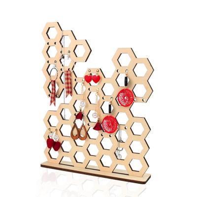 China Eco-Friendly Recycle Custom Wooden Earring Stud Jewelry Display Hanger With Logo Laser Engraving Free for sale