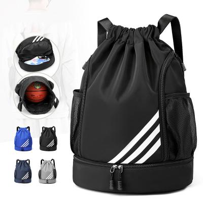 China Outdoor Travel Waterproof Lightweight Foldable Sports Backpack Drawstring Pocket Package Soccer Football Basketball Backpack Easy Fitness for sale