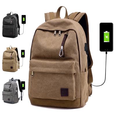 China New breathable male and female canvas backpack USB charging travel bag outdoor fashionableat the beginning of the large student bag for sale