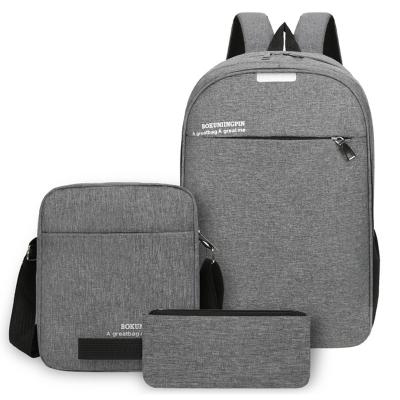 China Anti-theft backpack three pieces set casual male and females same type student bag laptop backpack for sale