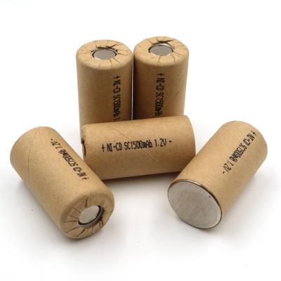 China Power tools NI-CD sub-c 1500mah rechargeable battery 1.2v SC 1.5Ah 10C battery cells nicd batteries high discharge rate for sale