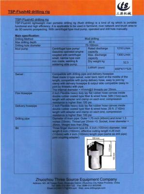 China TSP-Flush40 drilling rig for Bangladesh buyer for sale