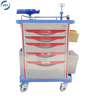 China Modern ABS Medical Emergency Trolley Trolley Medically Medical Equipment Trolley Full Functions for sale