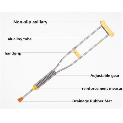 China Factory Price OEM Comfortable Aluminum Adjustable Axillary Armpit Crutches For Disabled for sale