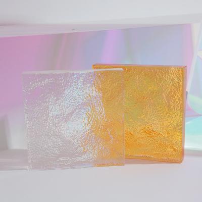 China Europe Clear Colored Hot Melt Glass Wall Decorative Crystal Glass Brick Solid Ultra Glass Bricks Blocks Pieces Tiles for sale