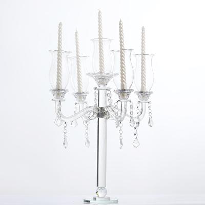 China Europe Latest Wedding Decoration Crystal Candelabra 5 A.M. Candelabra With Flower Bowl For Wedding Party Home Decoration for sale