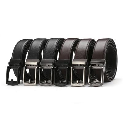 China Other Men's Ratchet Non Porous Genuine Leather Dress Belt With Open Buckle for sale