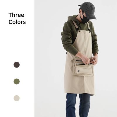 China 100% waterproof & Oil Proof 100% Cotton Canvas Apron Work Garden Bartender Waterproof Apron Shoulder Bag for sale