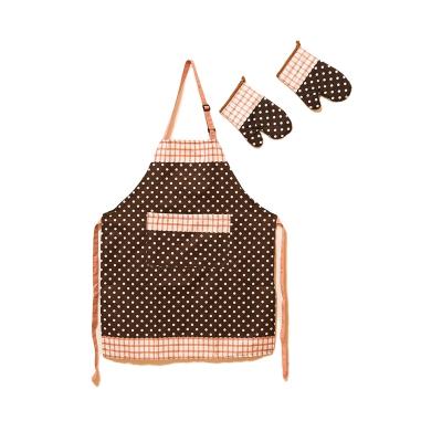 China Drink / Food Fashion Cotton Apron Gloves Set Soft Beauty Kitchen Apron Women Apron Set for sale