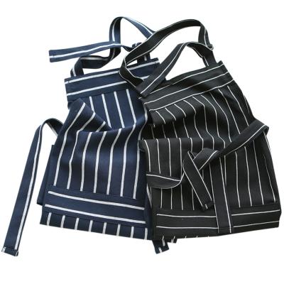 China Drinks/Food Black and White Stripe Adjustable Bib Apron with Pockets for Women and Men for sale