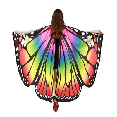 China Chiffon Amazon Hot Selling Fairy Printed Chiffon Cape Butterfly Wings Shawl for sale