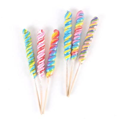 China Natural Unicorn 80g Swirl Shape Stick Handmade Solid Lollipop Candy Sweet Giant Candy for sale