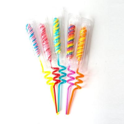 China Wholesale Natural Fruit Flavor Multicolor 40G Lollipops With Straw Sticks Hard Candy for sale