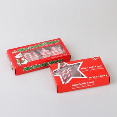 China The normal volume of Cane Christmas Gift Box Packed Mini Mint Candy Canes Sweets hard candy candy for sale