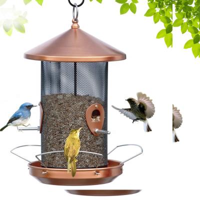 China Chiffchaff Sustainable Plant Wild Bird Food Feeder Tube Plastic Outside Outdoor Hanging Bird Feeder for sale