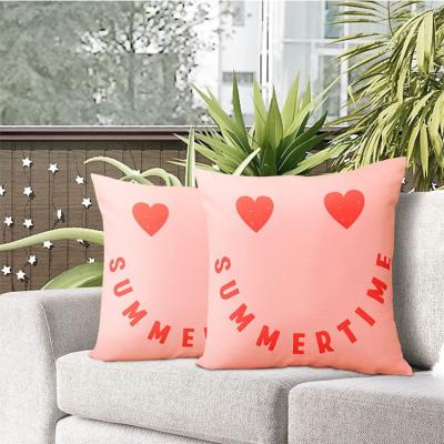 China Hot Selling Anti-bacteria Two Pieces Of Hour Set Waterproof Smiley Pattern Summer Square Cushion Covers Outdoor Decorative Home Sofa for sale