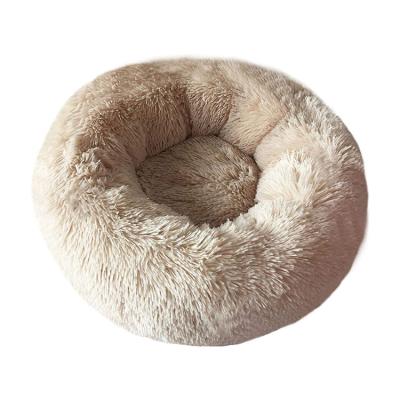 China Sustainable Wholesale Custom Plush Non Removable Polyester Fiber Blanket Around Comfy Soothing Donut Dog Bed for sale