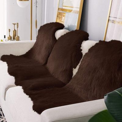 China Warm Soft Faux Sheepskin Rug Mat Pad Skin Fur Rugs Floor Mat Living Room Stain Resistant Bedroom Flooring for sale