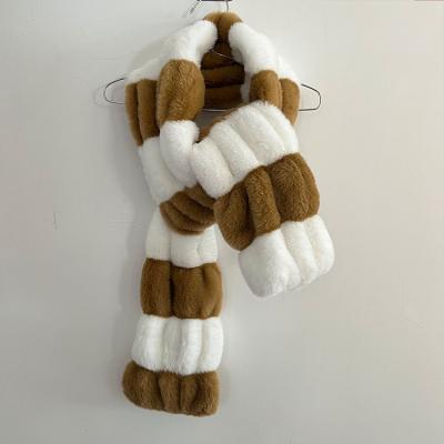 China Soft Wholesale 97% Polyester 3% Spandex Fluffy Rabbit Fur Knitted Yard Dyed Scarves for sale