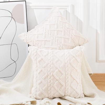 China Anti-bacteria Price Cheap To Custom Design 45*45cm Home Decor Short Plush Fleece White Square Cushion Covers for sale