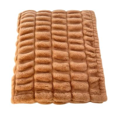 China Color Polyester Spandex Rabbit Fur Super Soft Hot Sale Super Soft Single Throw Printed Blanket for sale