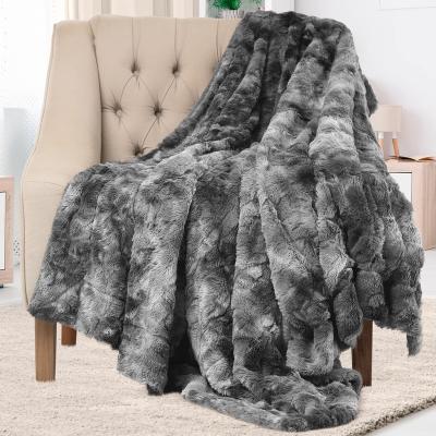 China Luxurious Fluffy Warm Fluffy Warm Fluffy Soft Comfortable Fleece Throw Thick Faux Sherpa Sherpa Plush Blanket Gray Blanket for sale