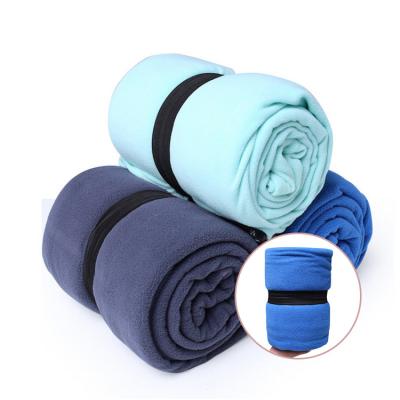 China Anti-bacteria Lightweight Polyester Washable 100% Portable Travel Easy To Store Solid Color Throw Blanket for sale