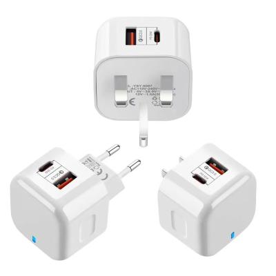 China Mobile Phone 20W Small Size Fast Type C Charger For iPhone 13 EU USA R-U Travel QC3.0 Wall Charger for sale