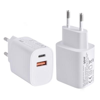 China Mobile Phone EU PD QC 3.0 USB Charger Quick PD 20W Wall Travel Adapter for sale