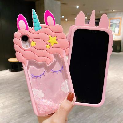 China Custom Full Protection Anti-fall Cover Case Rainbow Rubber Liquid Silicone Soft Phone Case For iPhone 12 12Pro 11 11Pro Max for sale