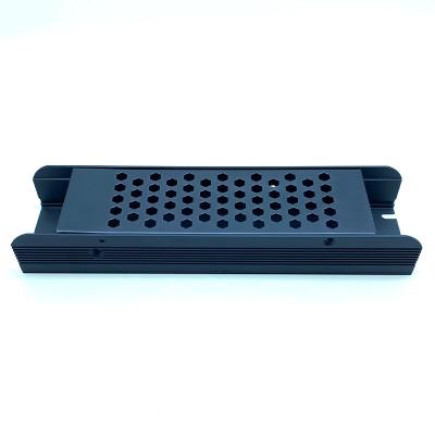 China Auto-lock function for Base-Cover LED Power Supply Aluminum Case 12V 24V 250W 200W Black Blue Anodized Extruded Aluminum Profile Case For LED Power Supply for sale