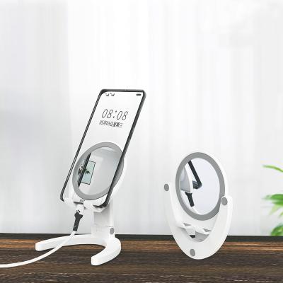 China Adjustable Phone Stand with Makeup Mirror, Mobile Phone and Tablet Holder, Phone Mount for Desk, Bed, Desk for sale