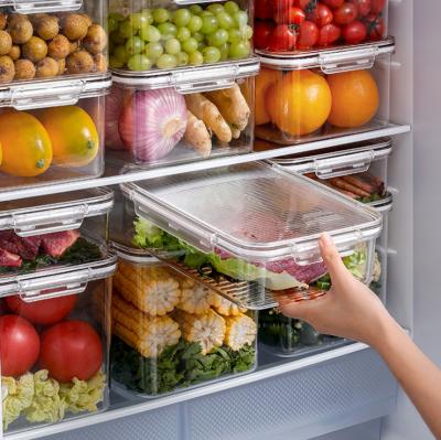 China Sustainable Kitchen Plastic Pull Out Storage Box Drawer Fridge Food Transparent Organizer With Handle for sale