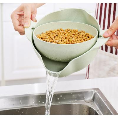 China Kitchen Storage Wash Water Filter Basket Viable Fruit Vegetable Cleaner Flip Drain Basket for sale