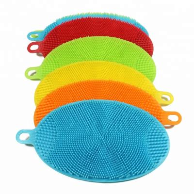 China Viable Multifunctional Silicone Sponge Dish Washing Brush Scrubber Kitchen Accessories for sale